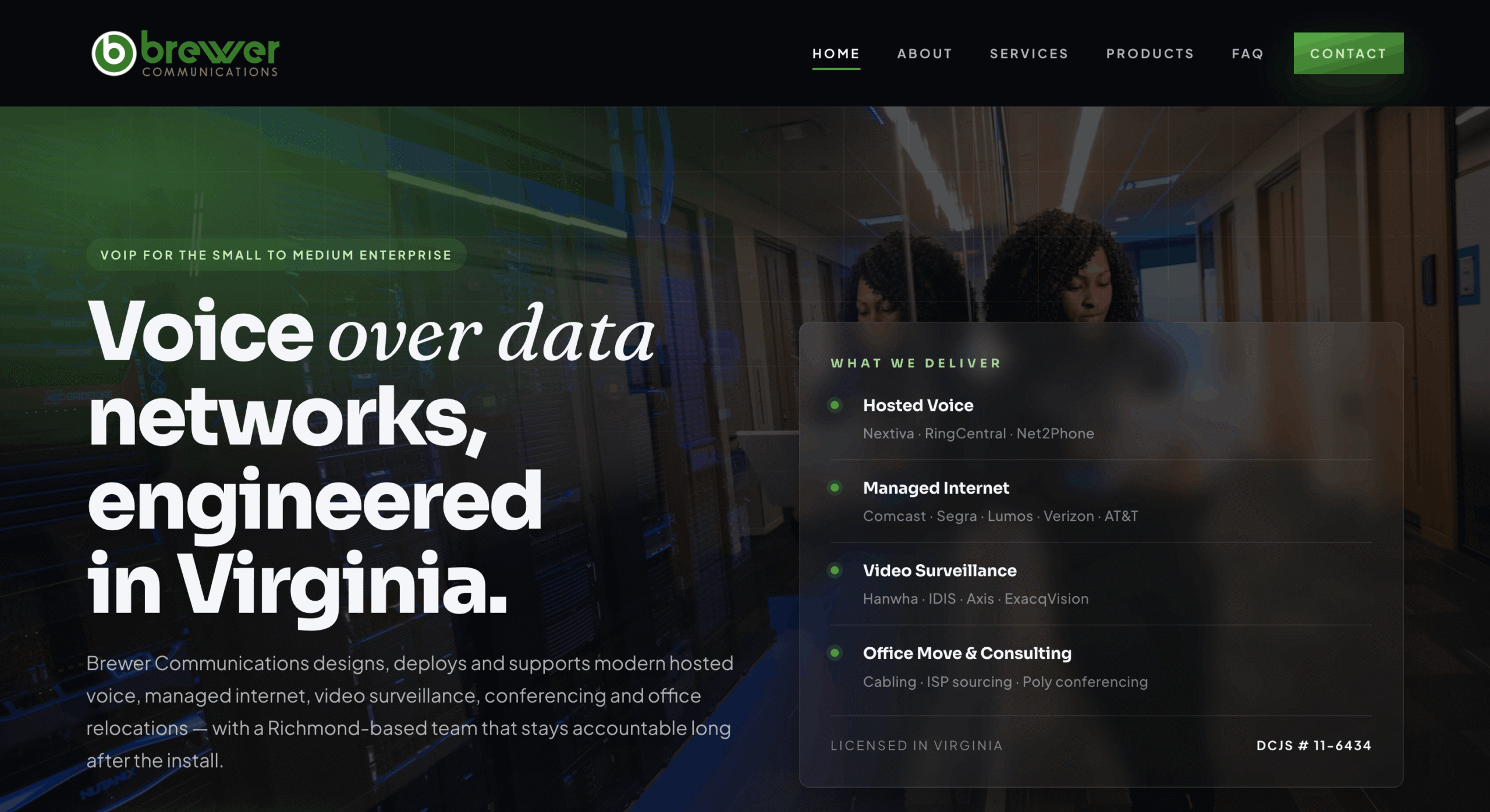 Brewer Communications | B2B VoIP Website desktop view