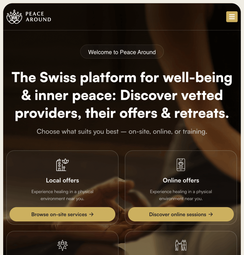 Peace Around | Swiss Wellness Marketplace Platform