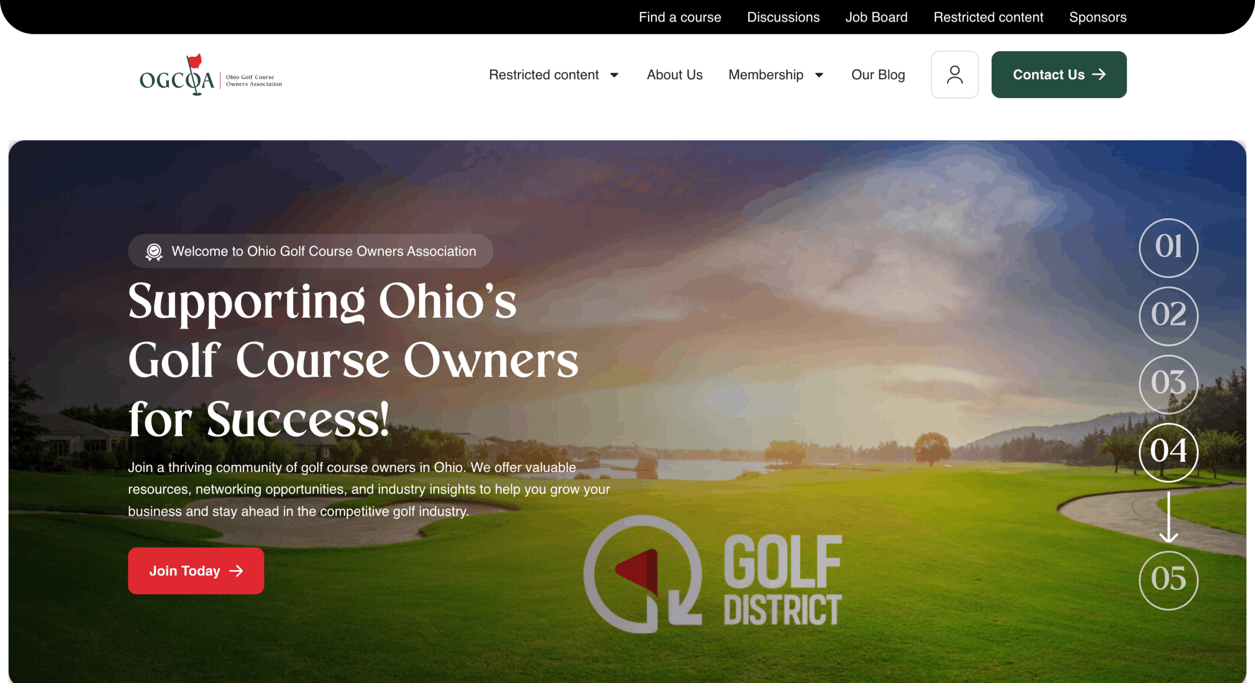 OGCOA | Association Website & Member Platform desktop view