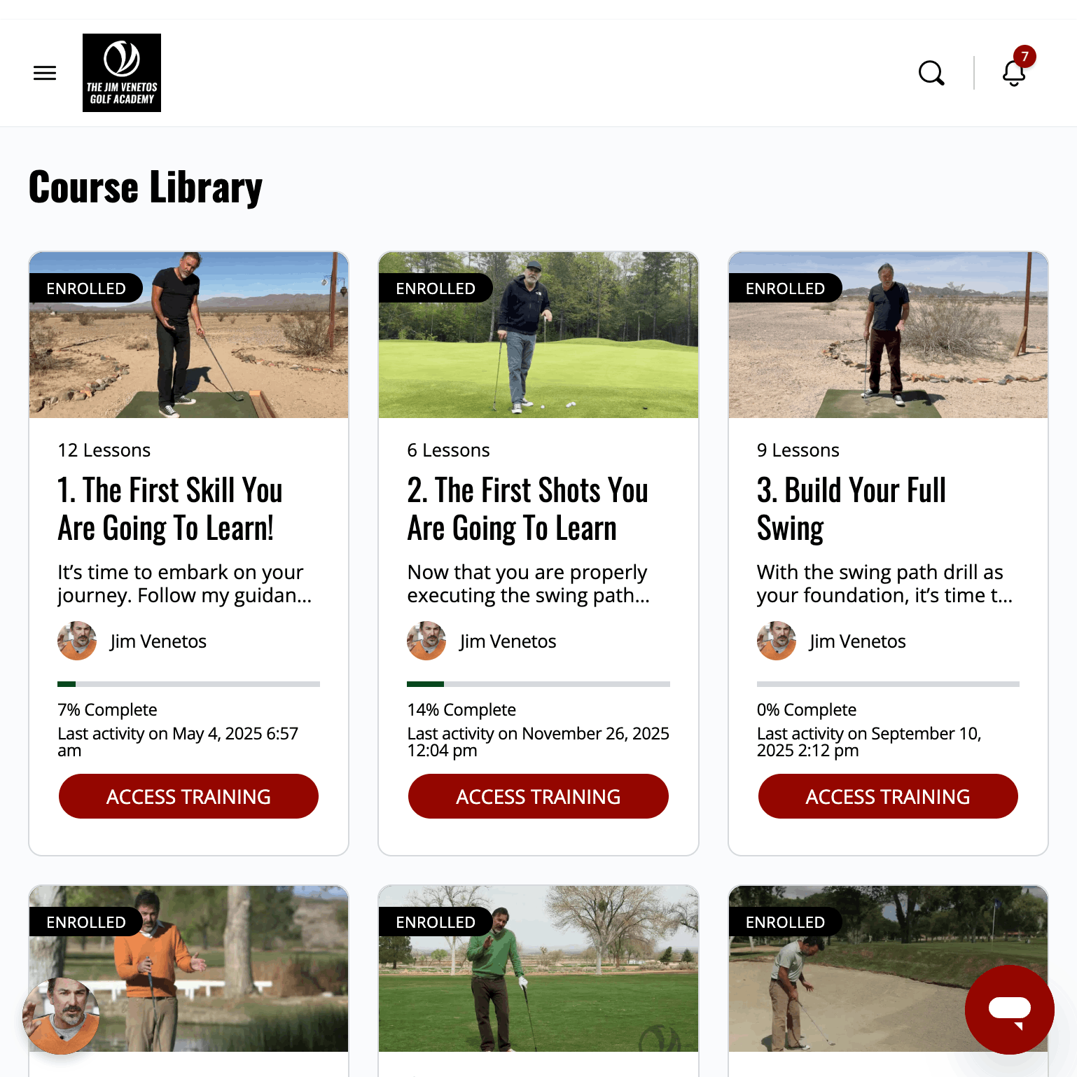 Jim Venetos Golf Academy | Custom WordPress Gamification Plugin tablet view