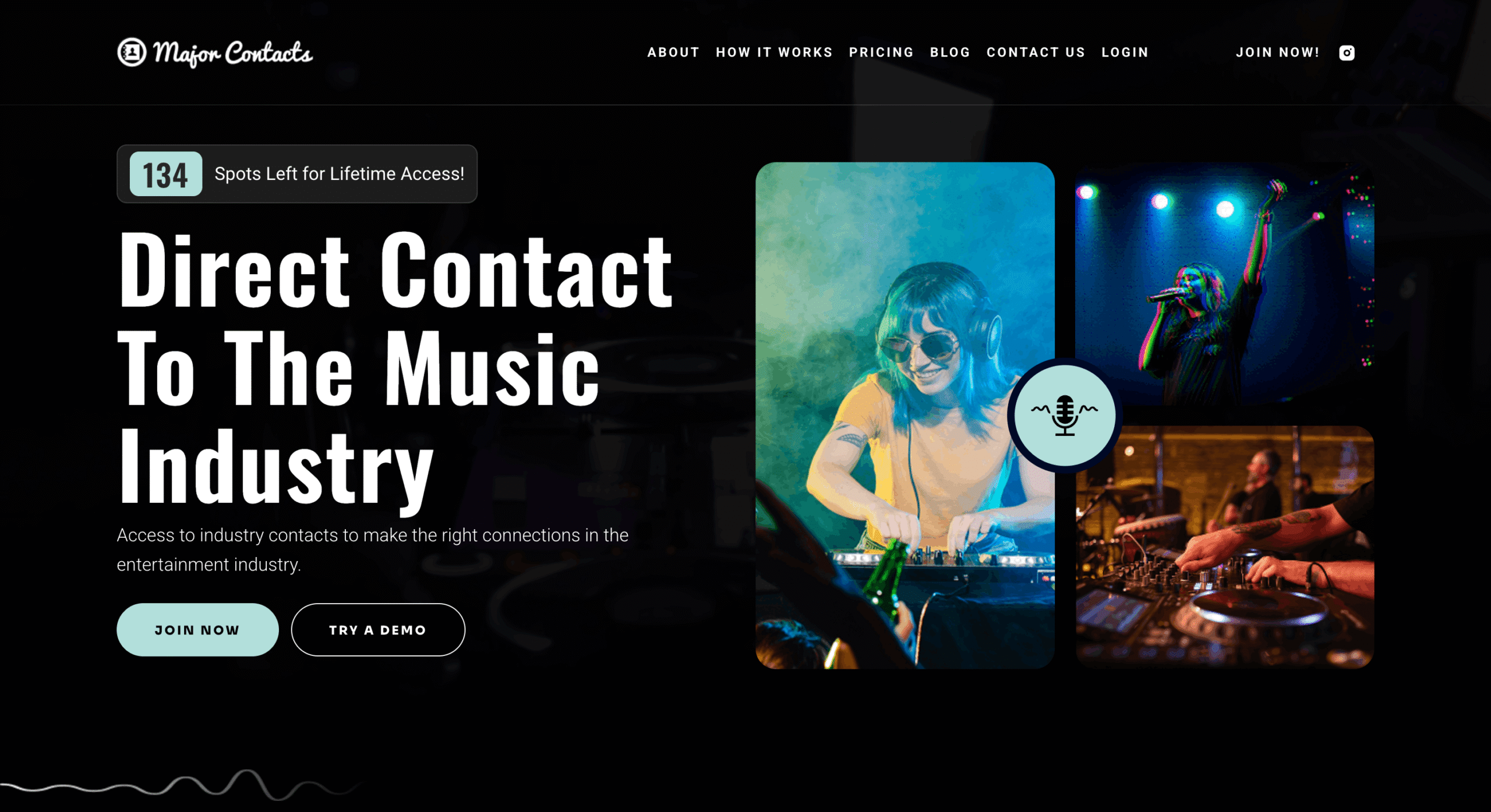 Major Contacts | Music Industry Contact Platform desktop view