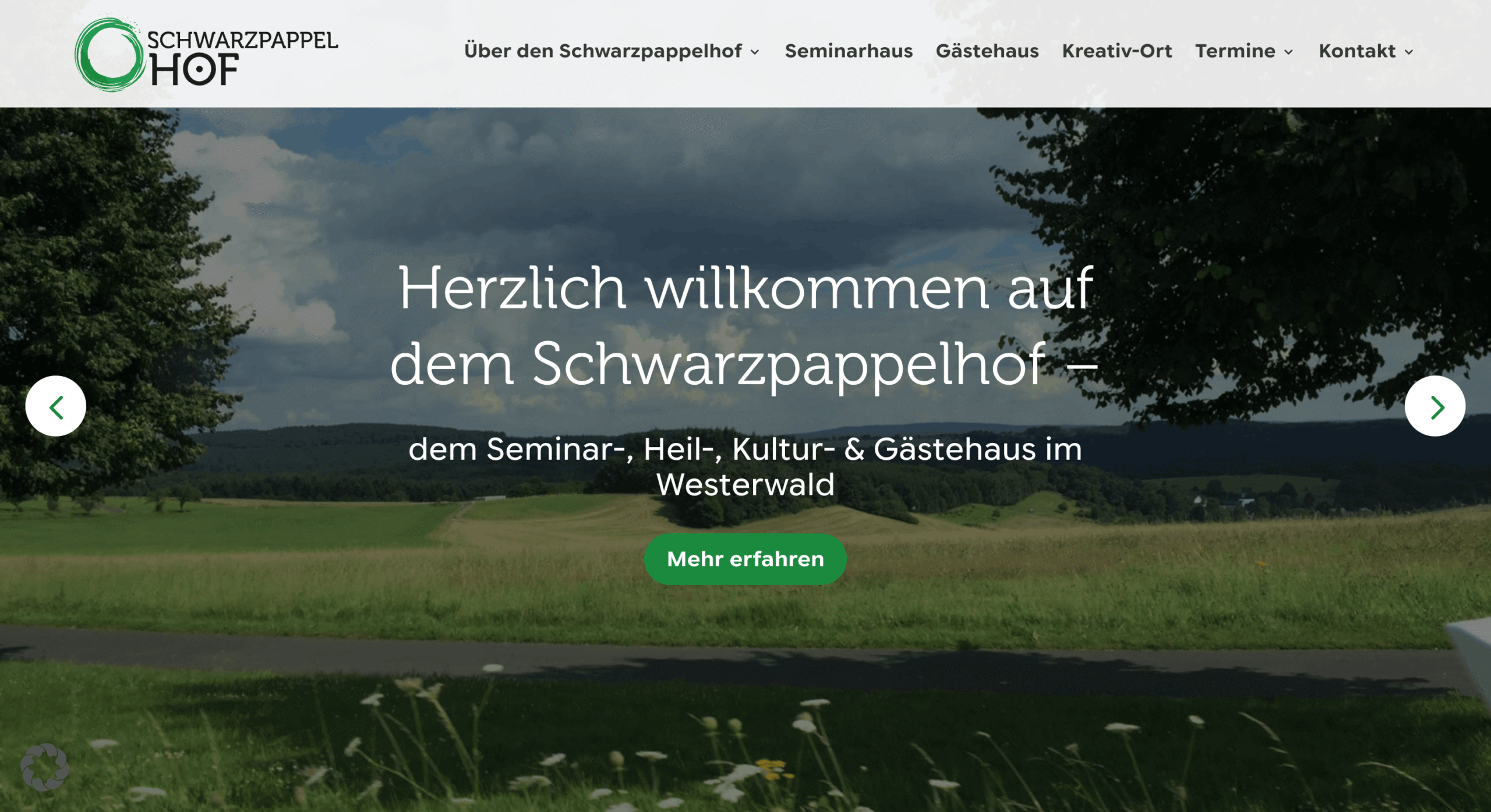 Schwarzpappelhof | Retreat & Seminar House Website desktop view